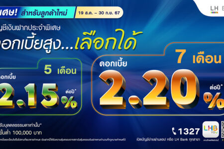 LH Bank ออกแคมเปญเงินฝากประจำพิเศษระยะสั้นสำหรับลูกค้าใหม่ รับดอกเบี้ยสูงสุด 2.20% ต่อปี